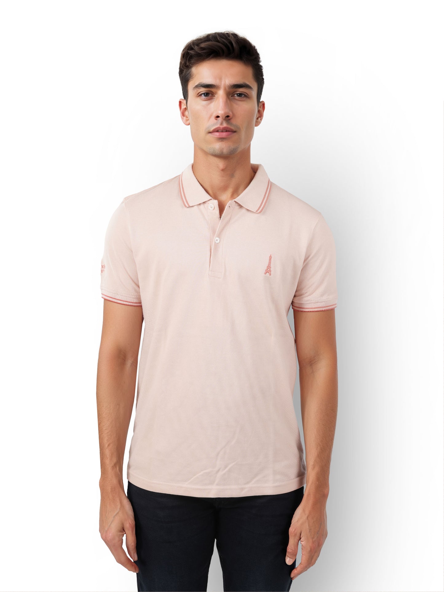 Pink Solid Cotton Polo