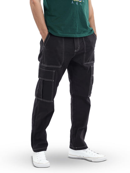 Black Straight Fit Cargos