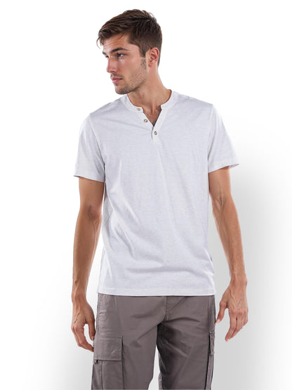 Beige Solid Cotton T-shirt