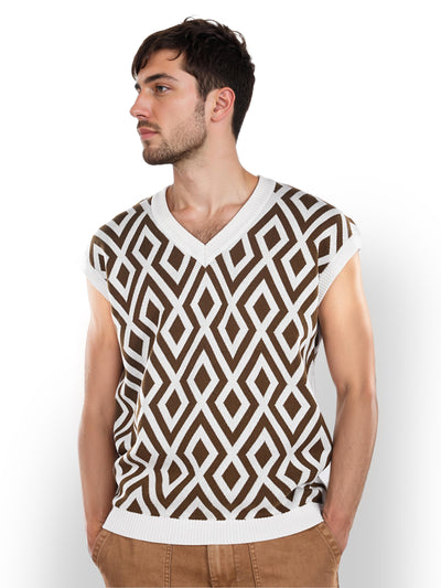 Celio* Printed Regular Fit Cotton Olive Sweater