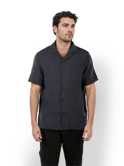 Celio* Men Regular Fit Navy Blue Cotton Solid Shirt