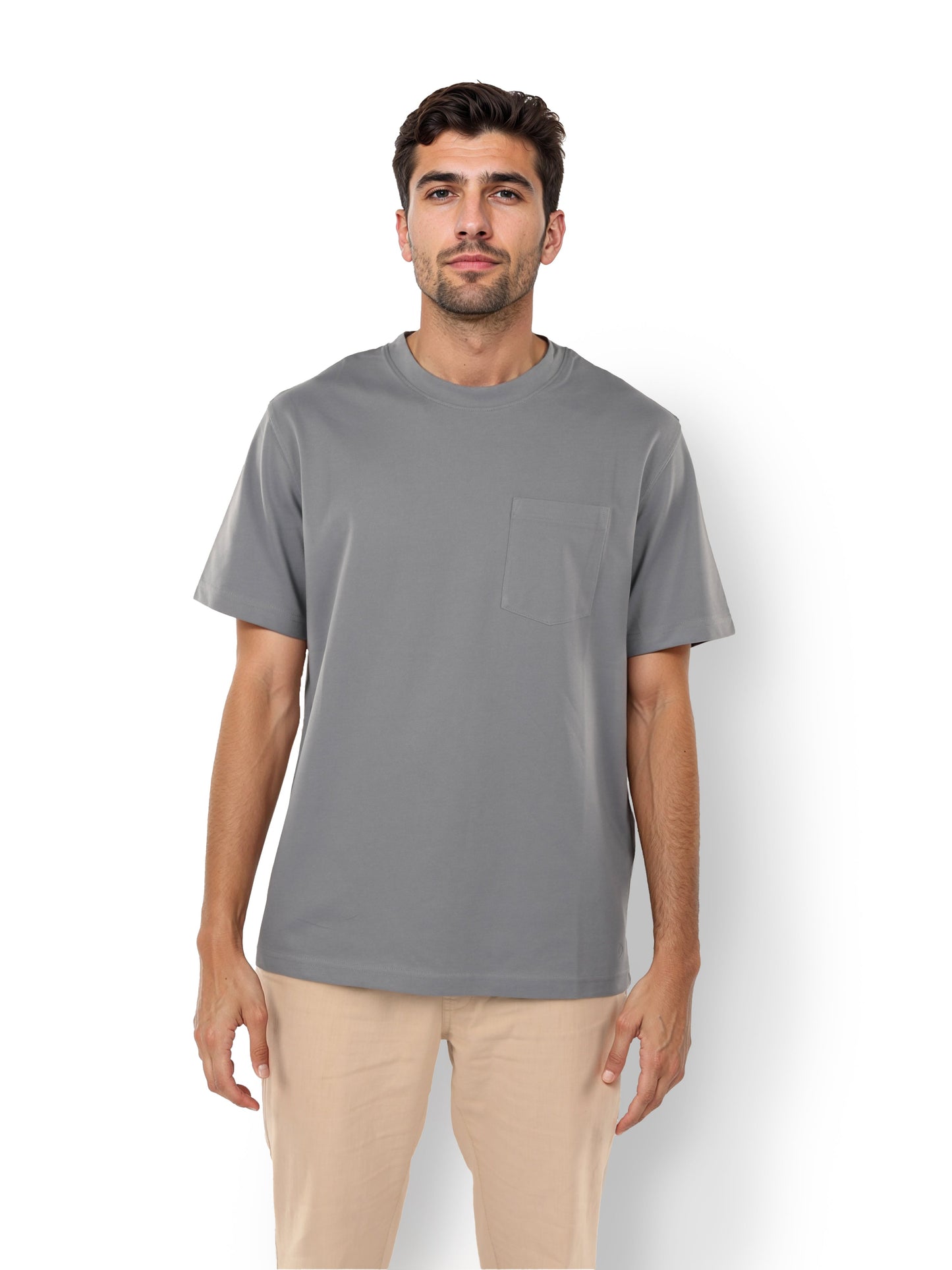 Grey Solid Cotton T-Shirt