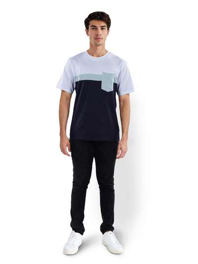Celio* Colourblock Boxy Fit Cotton Navy Blue T-Shirt