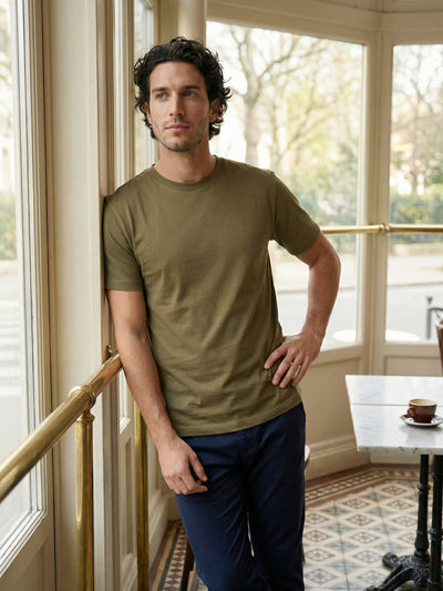 Celio Mens Olive Solid Slim Fit Cotton T-Shirts