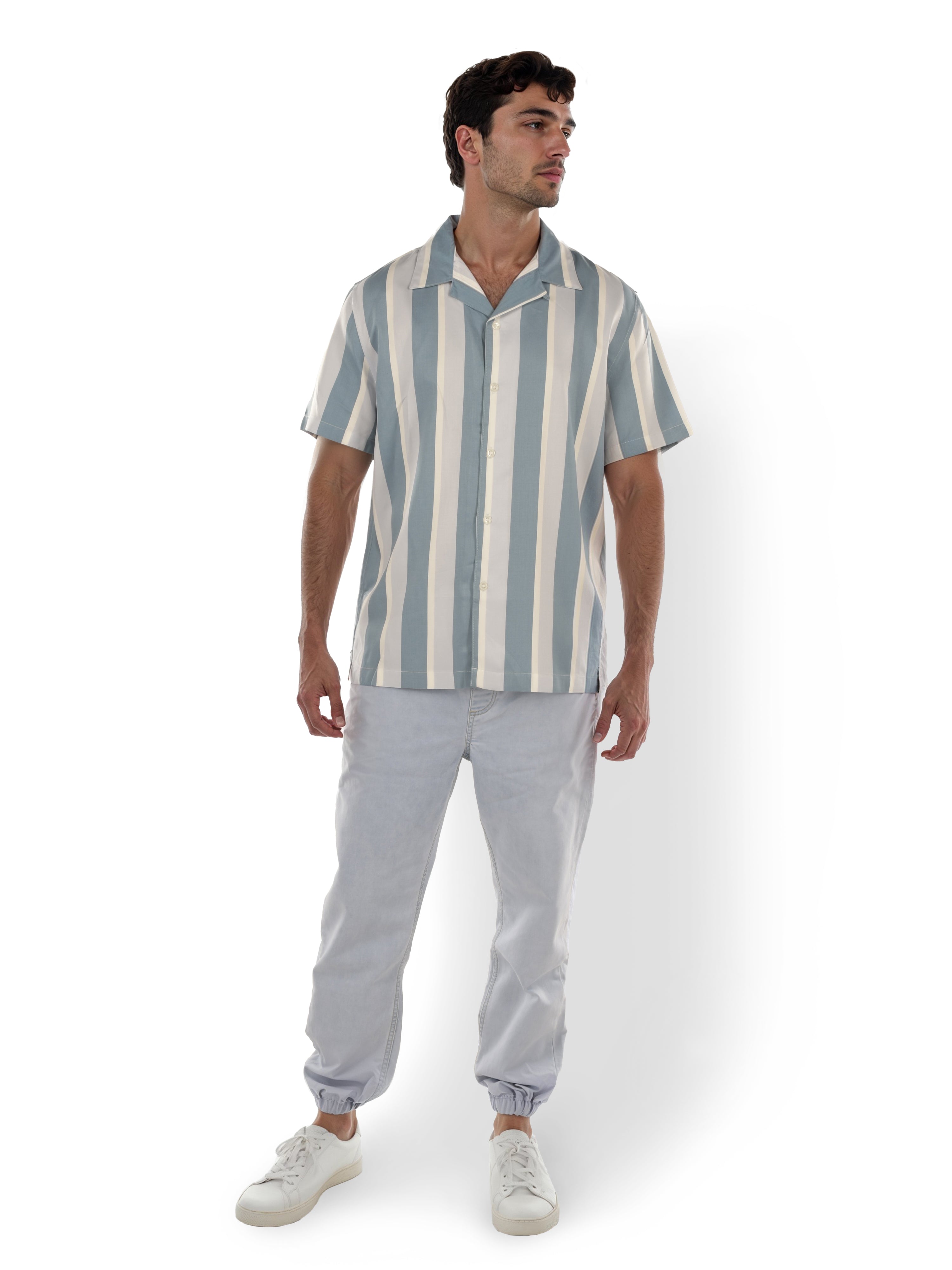 Blue Striped Viscose Shirt