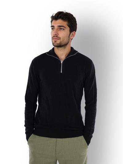 Celio* Solid Regular Fit Cotton Black Sweater