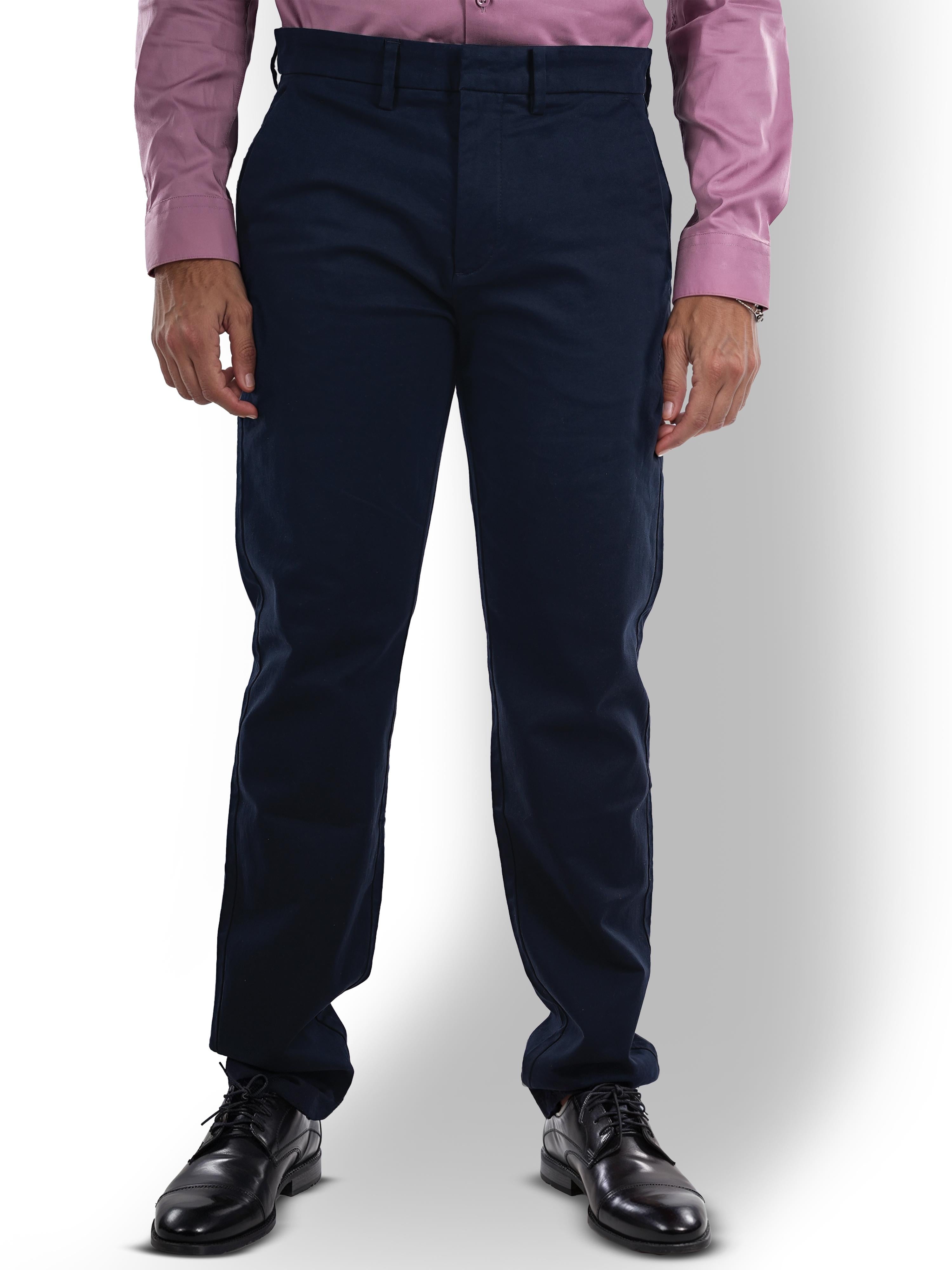 Navy Blue Straight Fit Trousers