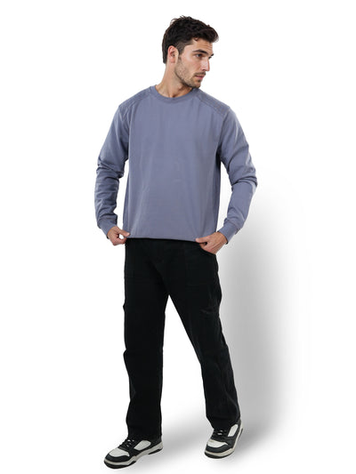 Celio* Solid Regular Fit Cotton Purple Sweatshirt