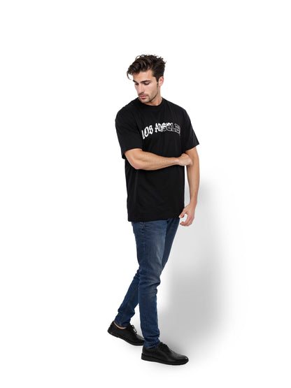 Black Printed Cotton T-shirt