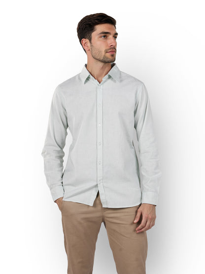 Green Solid Linen Shirt