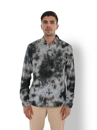 Celio* Tie Dye Regular Fit Viscose Blue Shirt
