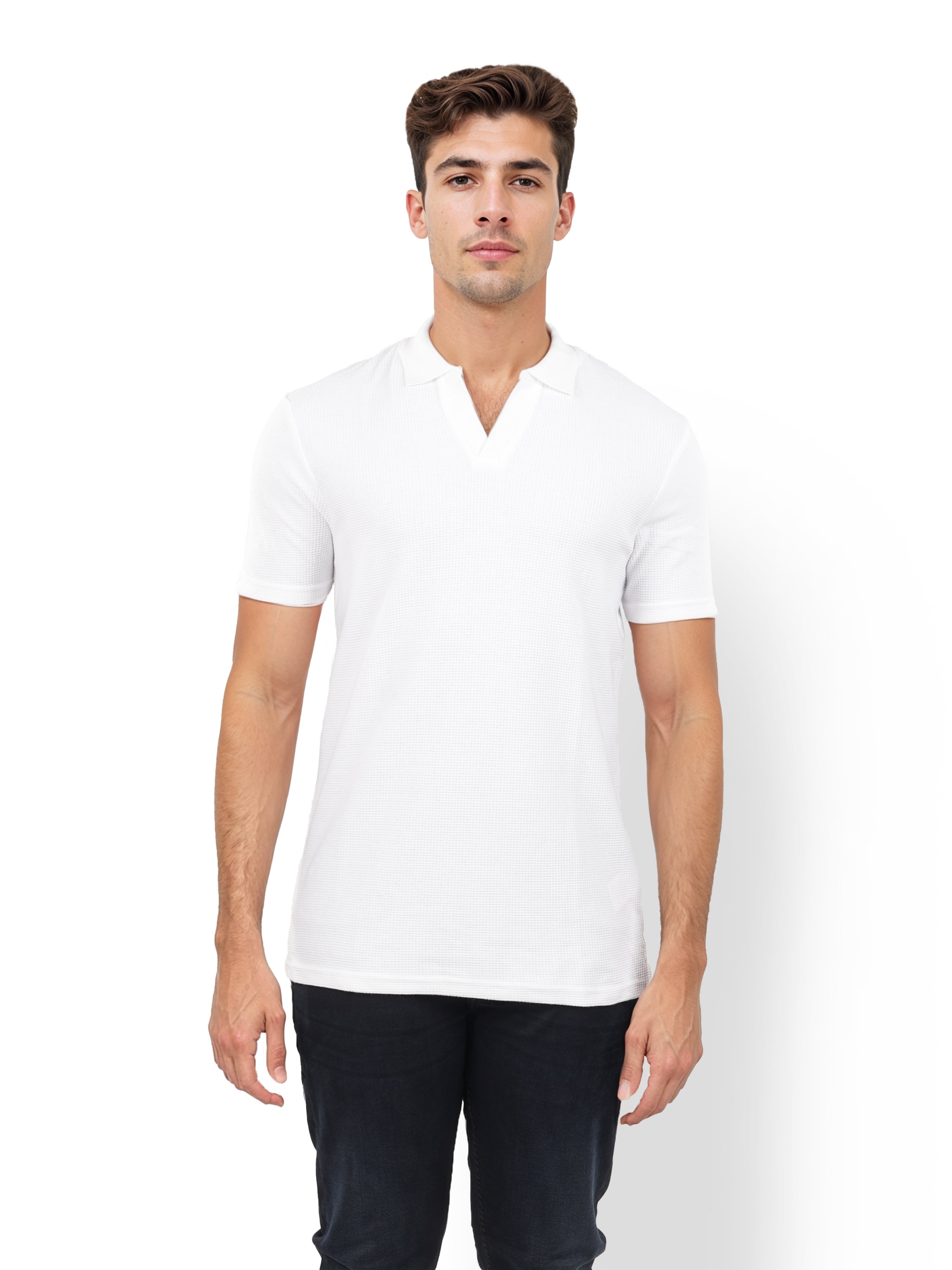 White Solid Cotton Polo