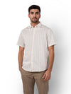 Celio* Striped Regular Fit Cotton Brown Shirts