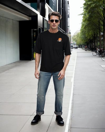 Celio* Bleach Oversized Cotton Black T-Shirts