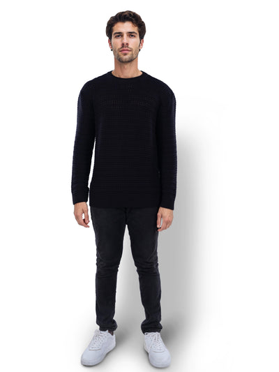 Celio* Solid Regular Fit Cotton Black Sweater