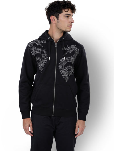 Celio* Embroidered Regular Fit Cotton Black Sweatshirt