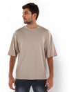 Celio* Solid Oversized Cotton Beige T-Shirt