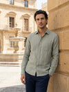 Celio Mens Khaki Solid Regular Fit Linen Shirts