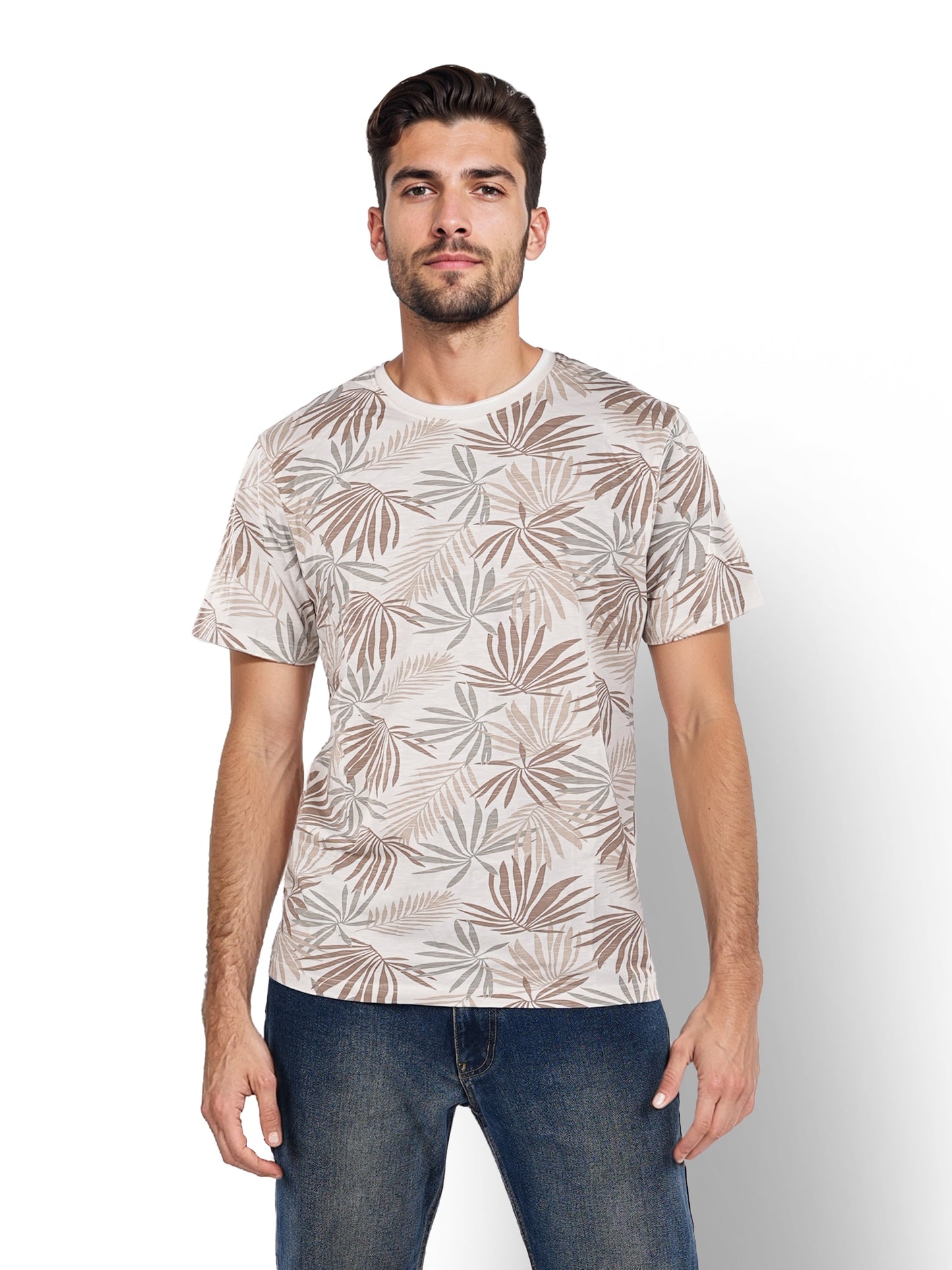 White Printed Cotton T-Shirt