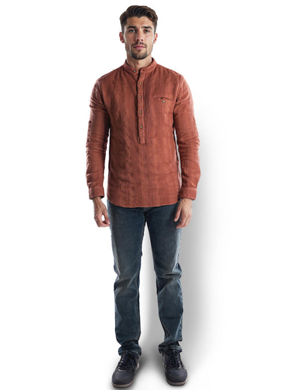 Rust Solid Cotton Shirt