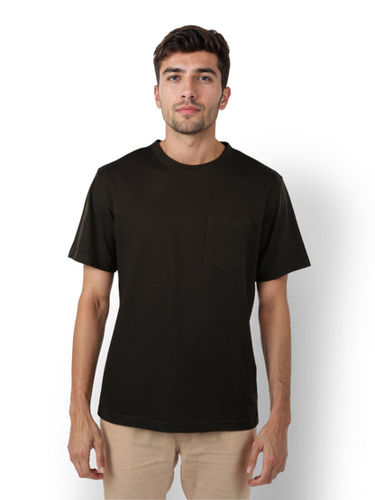 Black Solid Cotton T-shirt