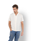 Celio* Striped Regular Fit Cotton Beige Shirt