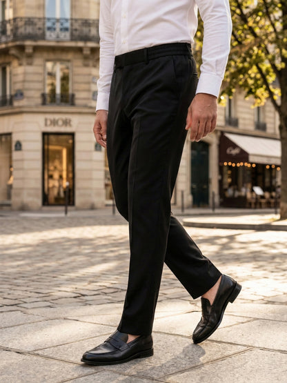 Celio Mens Black Solid 24H Fit Polyester Casual Trouser