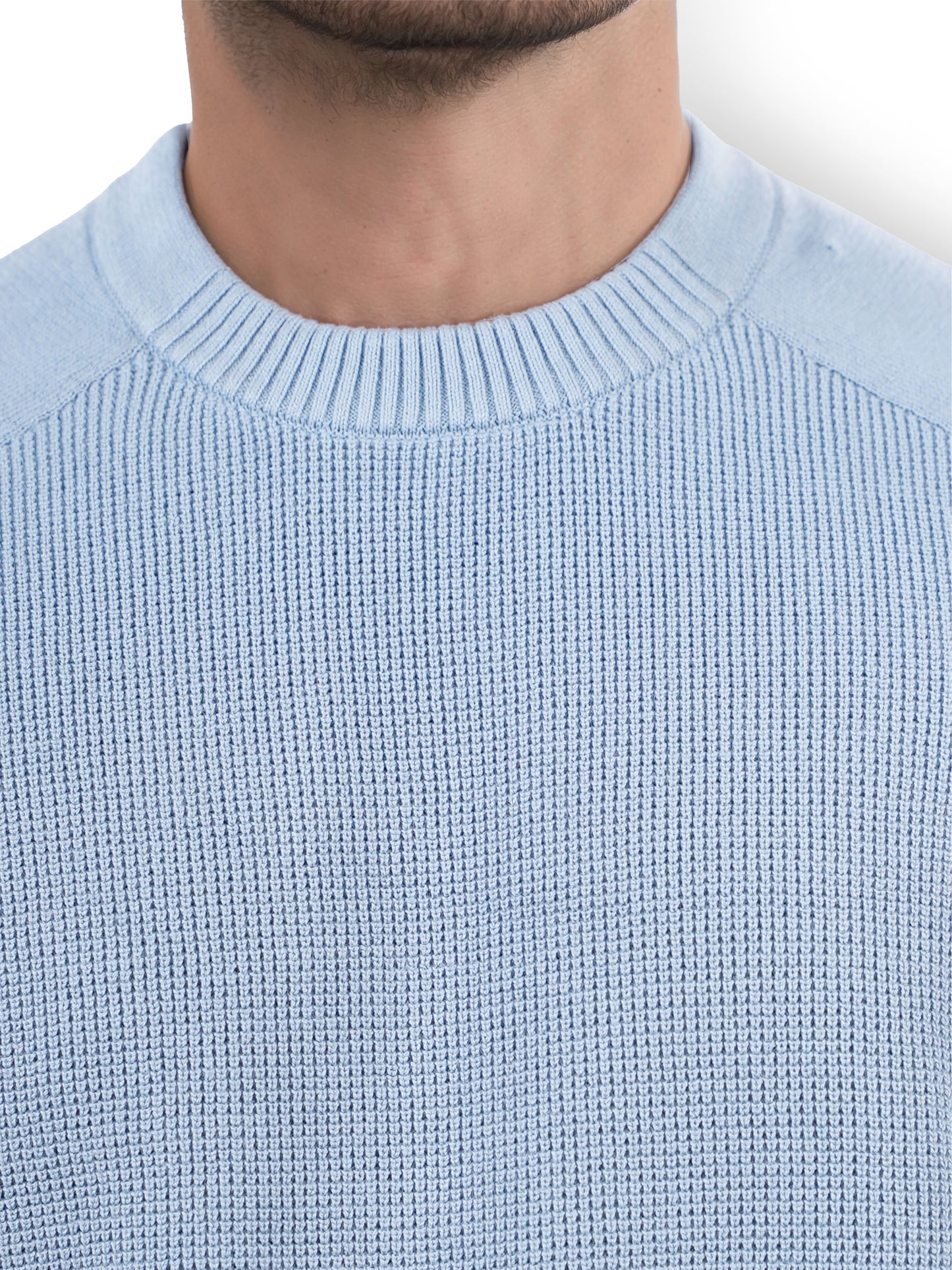 Blue Solid Cotton Sweater