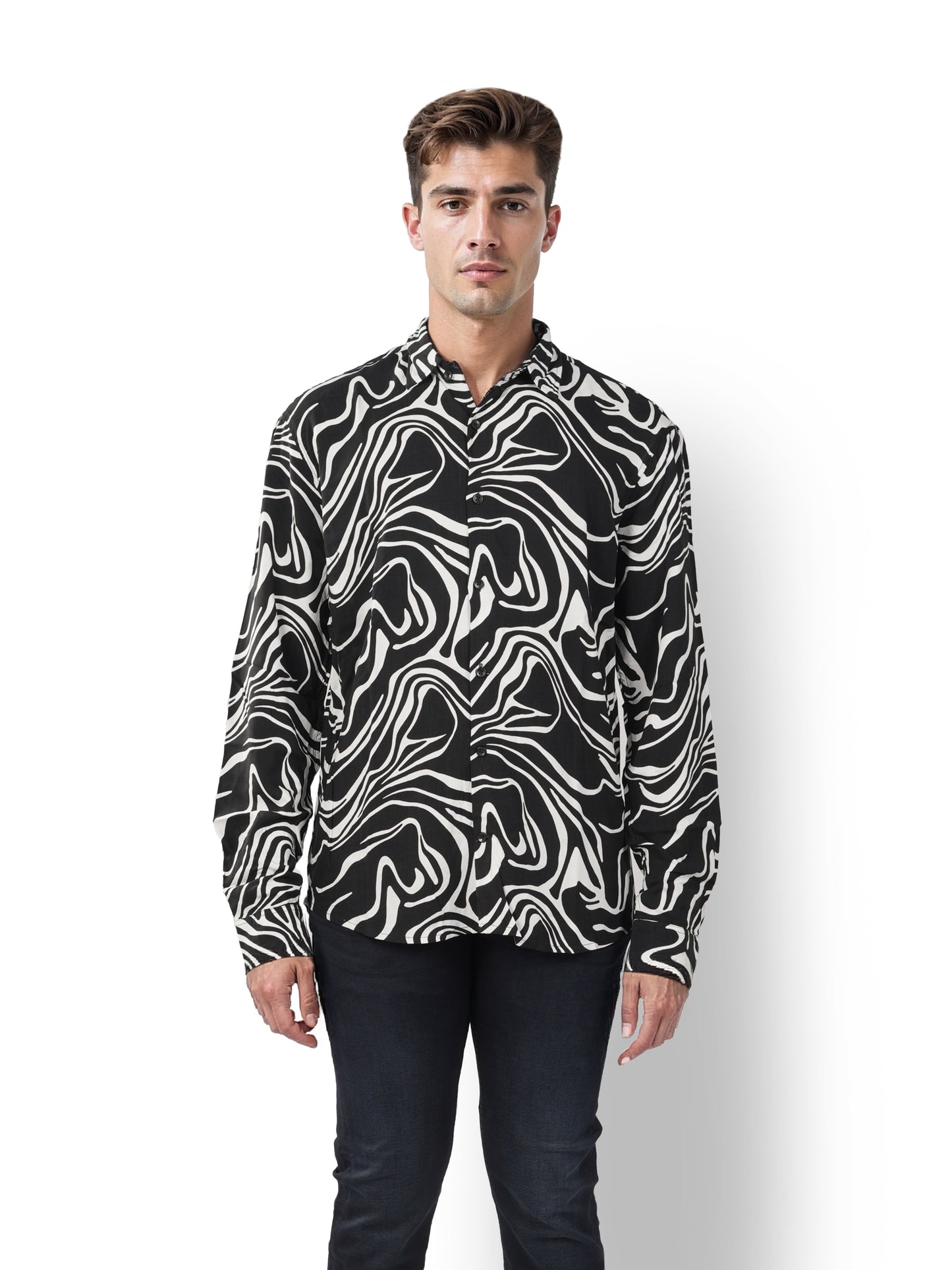 Black Printed Viscose Shirt