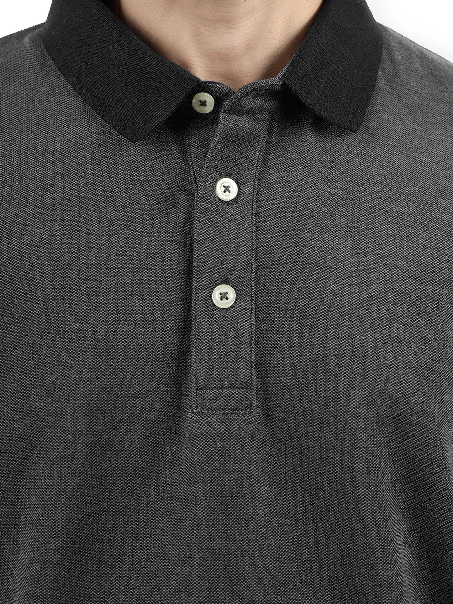 Grey Solid Cotton Polo