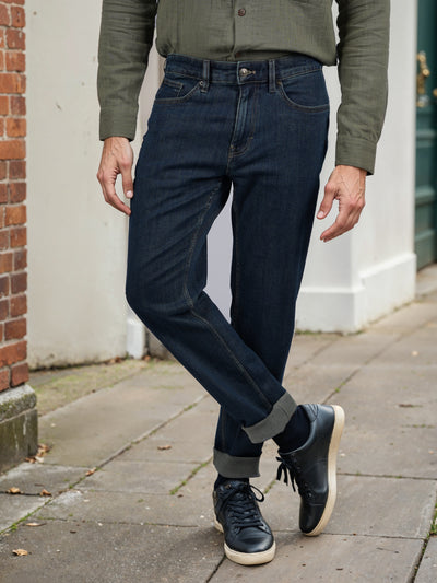 Celio* Cotton-Poly Straight Fit Dark Blue Jean