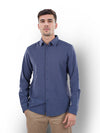 Celio* Solid Regular Fit Cotton Blue Shirt