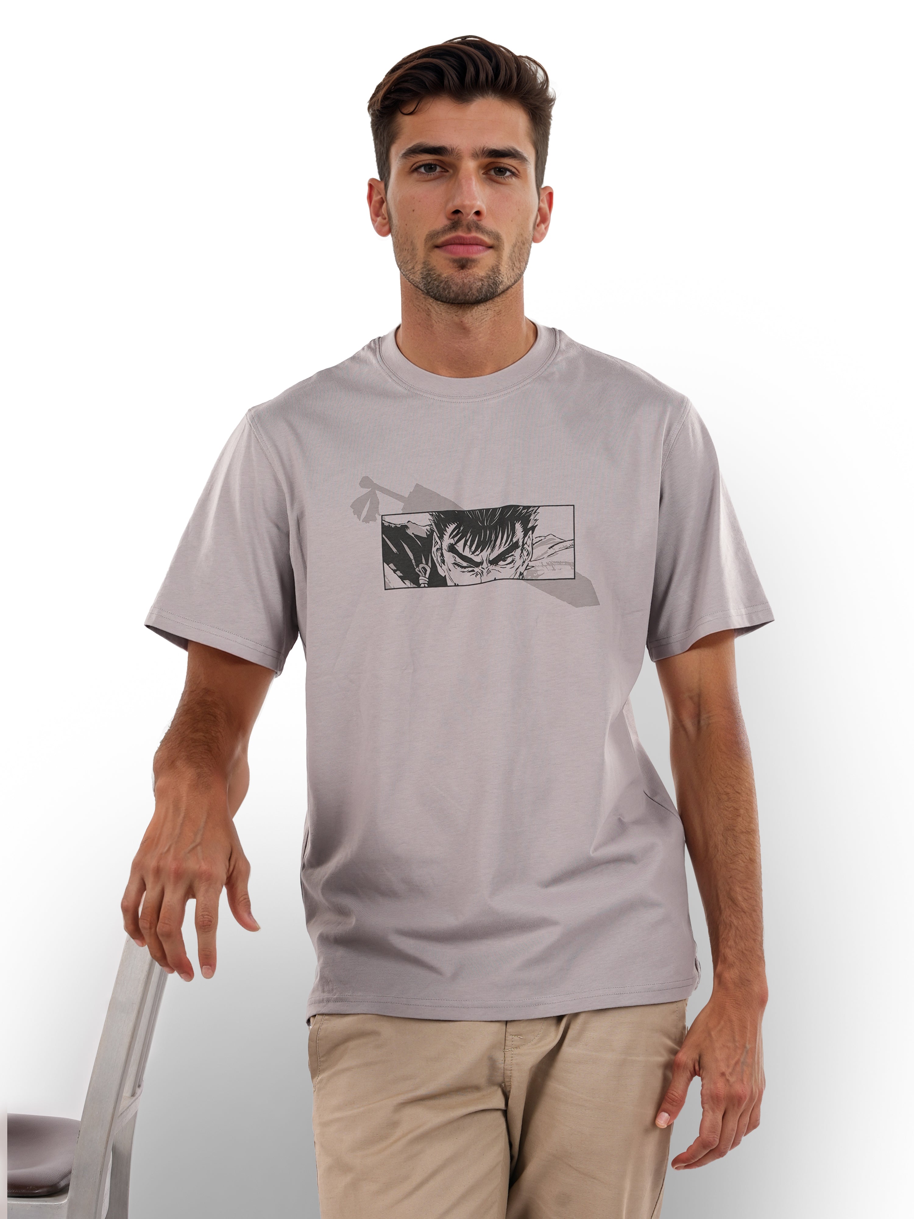 Berserk - Grey Printed Cotton T-shirt