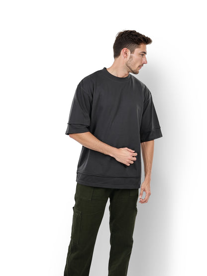 Black Solid Cotton T-shirt