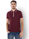 Celio* Solid Regular Fit Cotton Burgundy T-Shirt