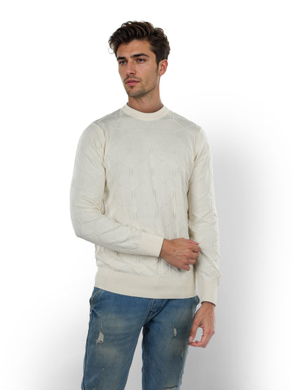 Beige Solid Cotton Sweater