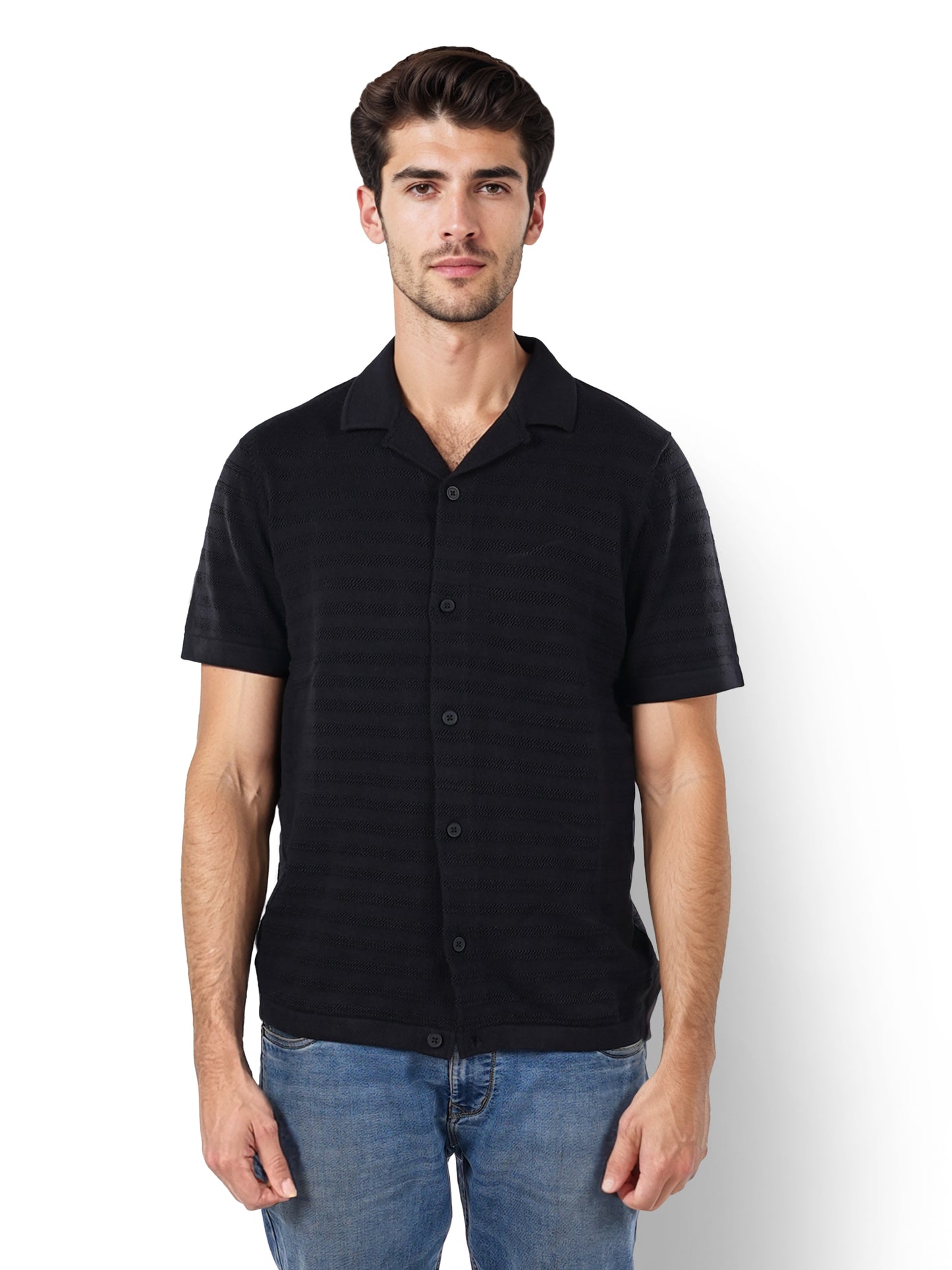 Black Solid Cotton Shirt