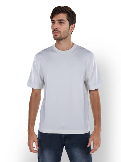 Celio* Solid Oversized Viscose White T-Shirt