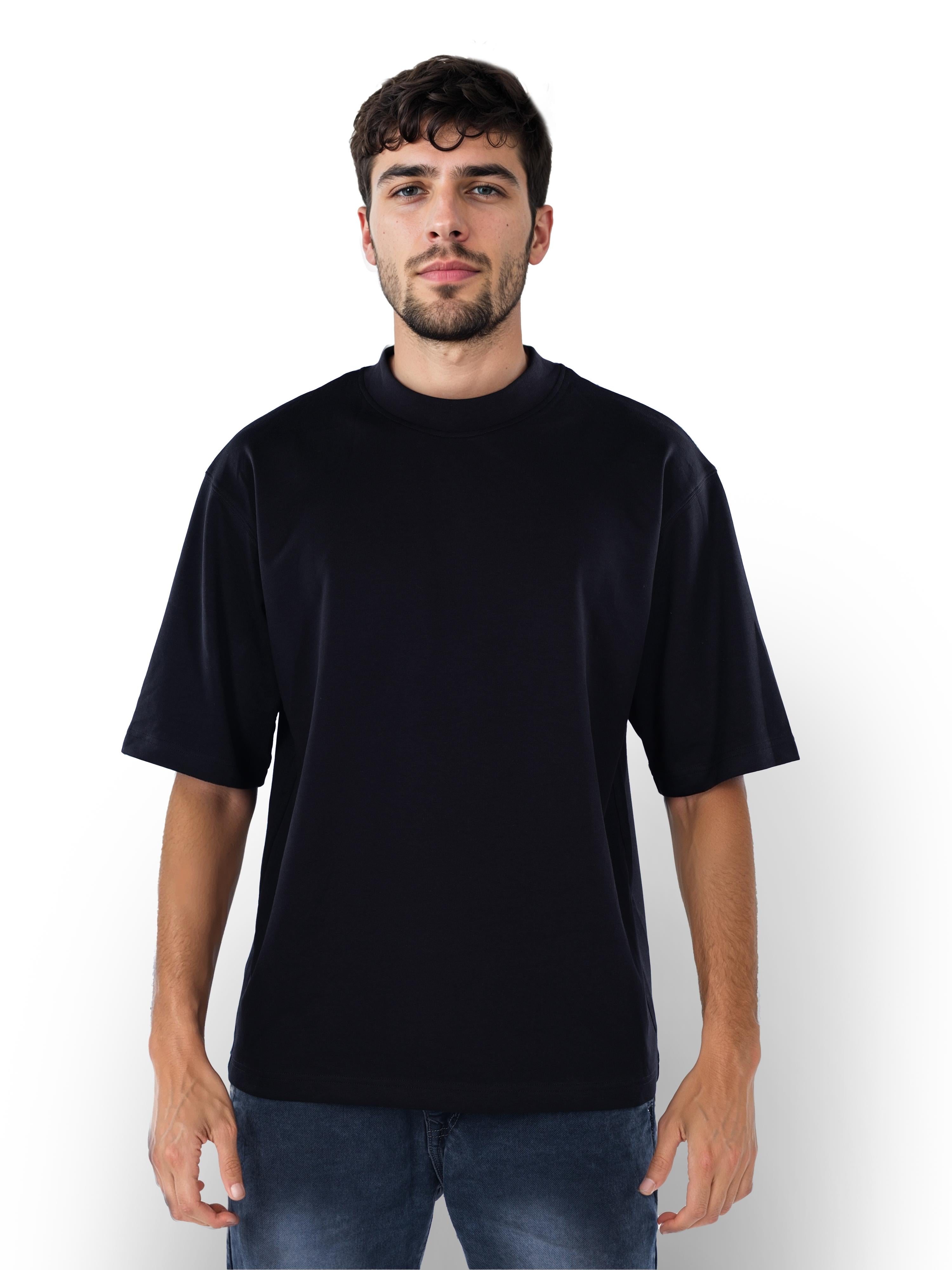 Black Solid Cotton T-shirt