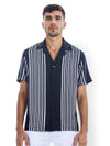 Celio* Striped Regular Fit Viscose Black Shirts