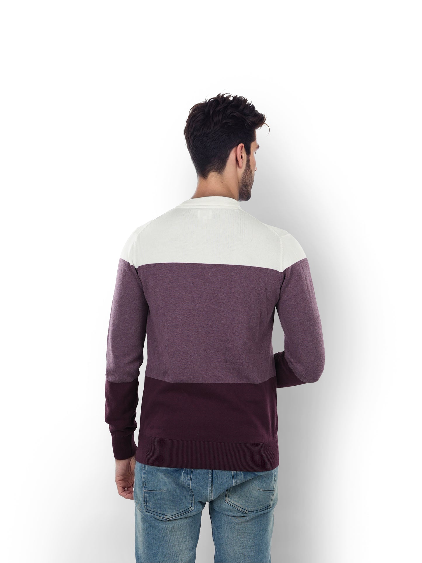 Purple Colourblock Cotton Sweater