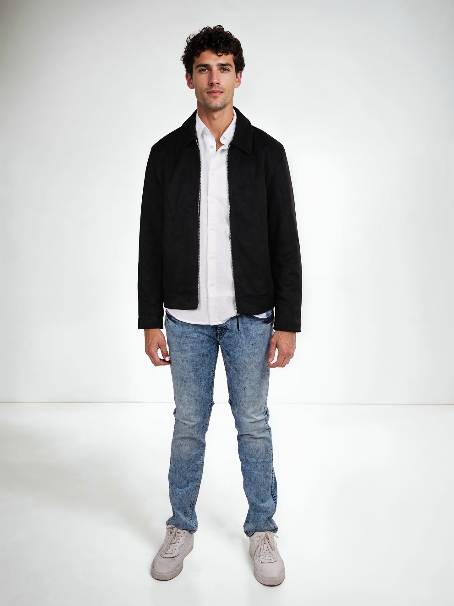 Black Solid Polyester Jacket