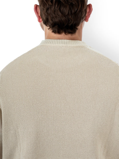 Beige Solid Cotton Sweater