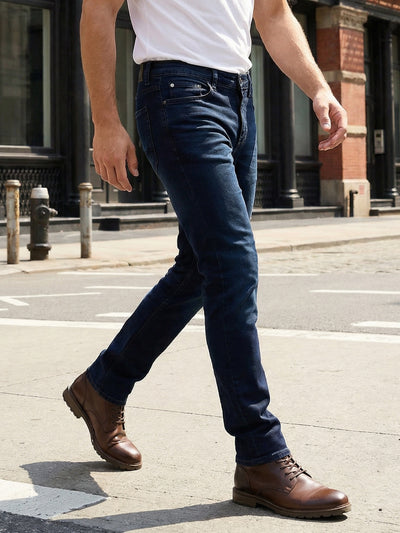 Celio Mens Blue Dobby Slim Fit Cotton Jeans