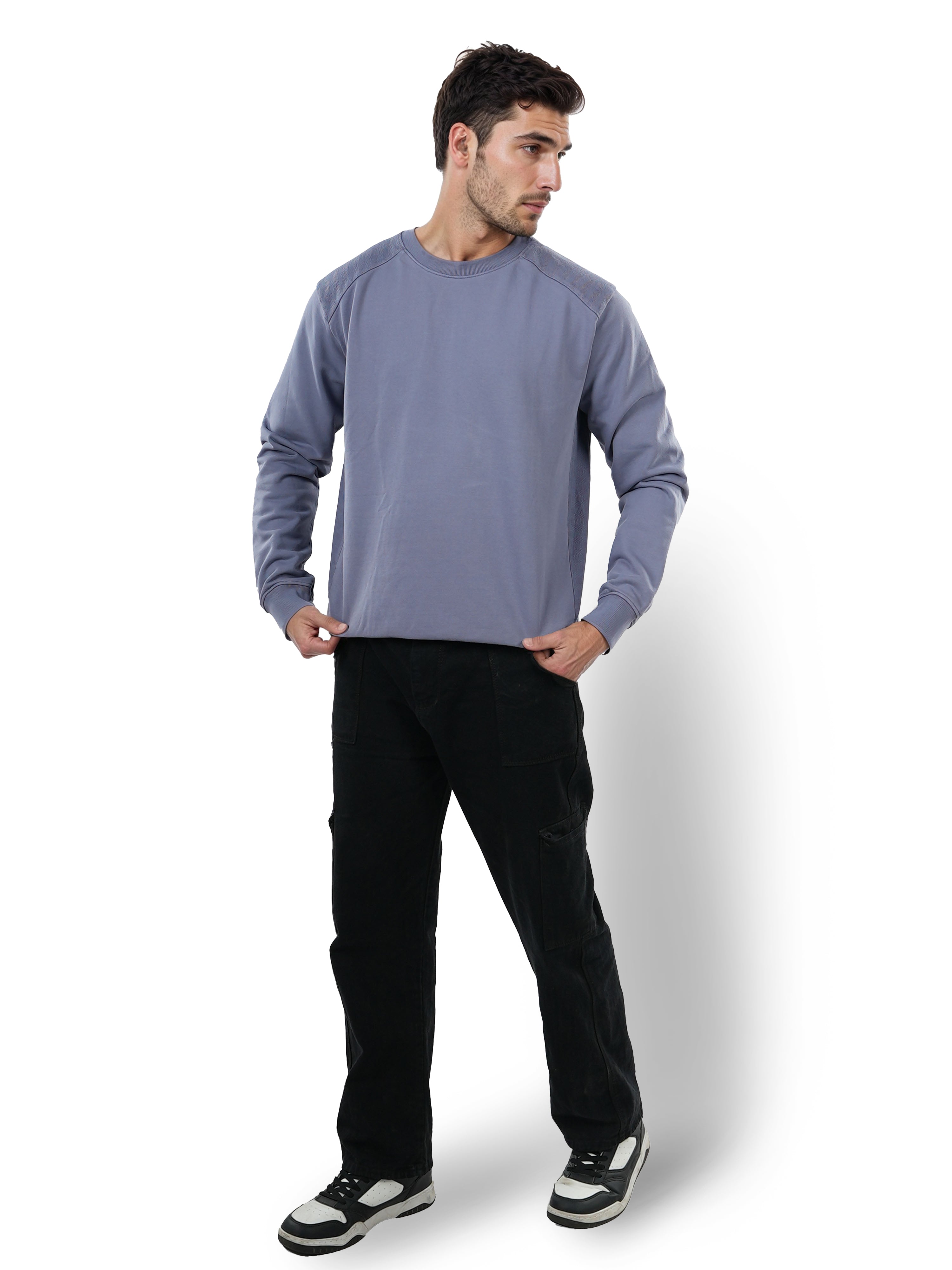 Purple Solid Cotton Sweatshirt