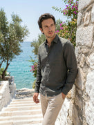 Celio Mens Khaki Solid Regular Fit Linen Shirts