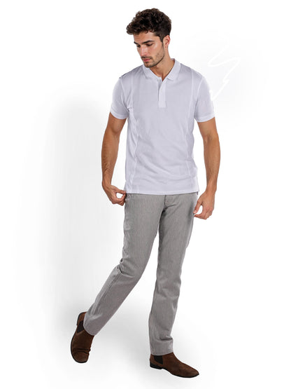 White Solid Cotton Polo