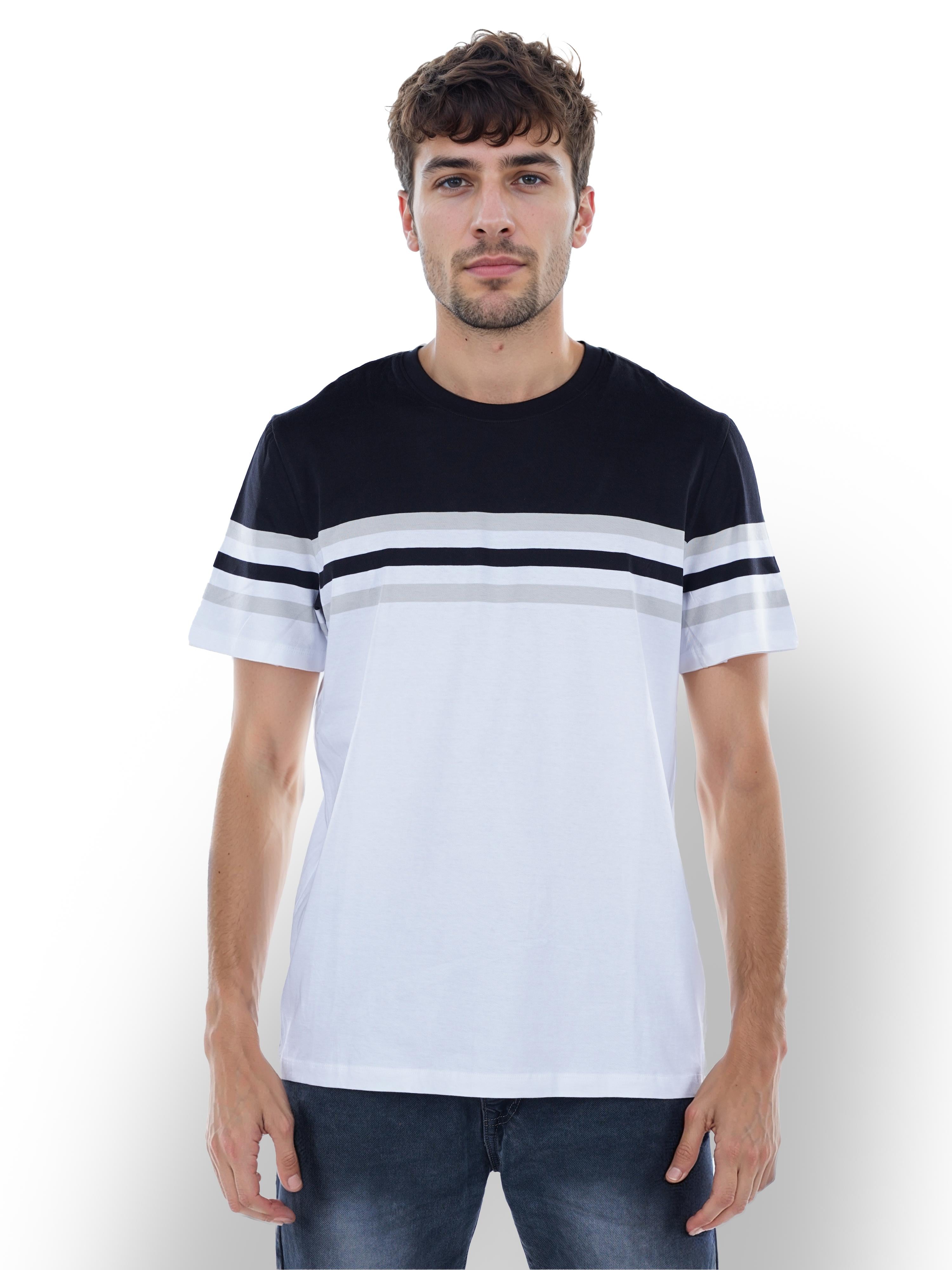 Black Colourblock Cotton T-shirt