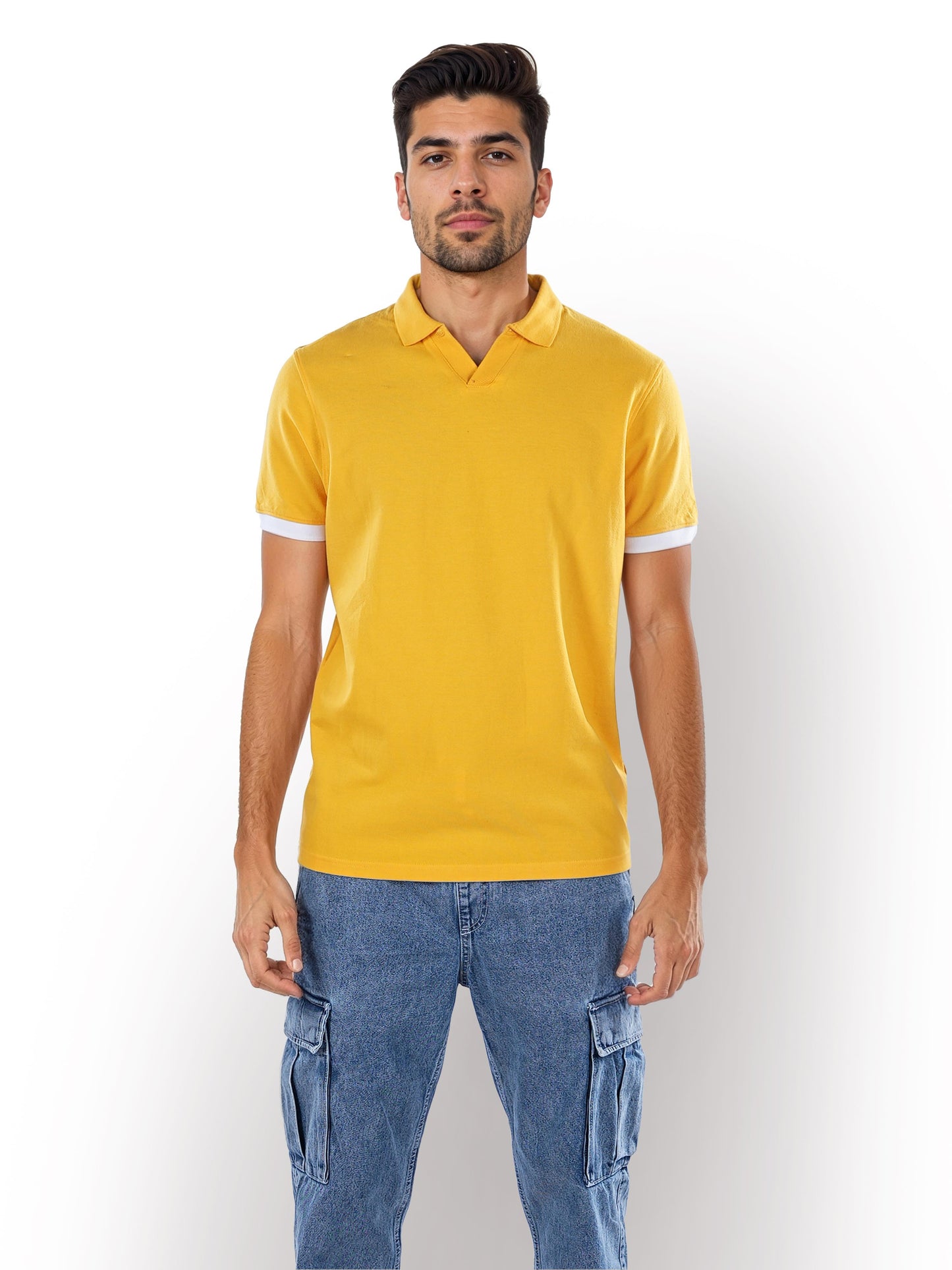 Orange Solid Cotton Polo