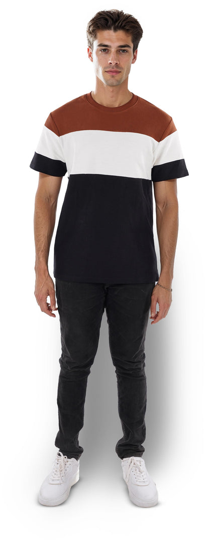 Black Colourblock Cotton T-shirt